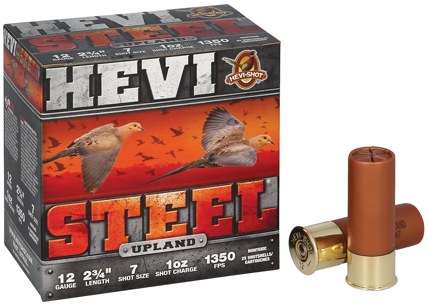 HEVI-Shot HS61266  Upland 12Gauge 2.75″ 1oz 6Shot 25 Per Box/10 Case