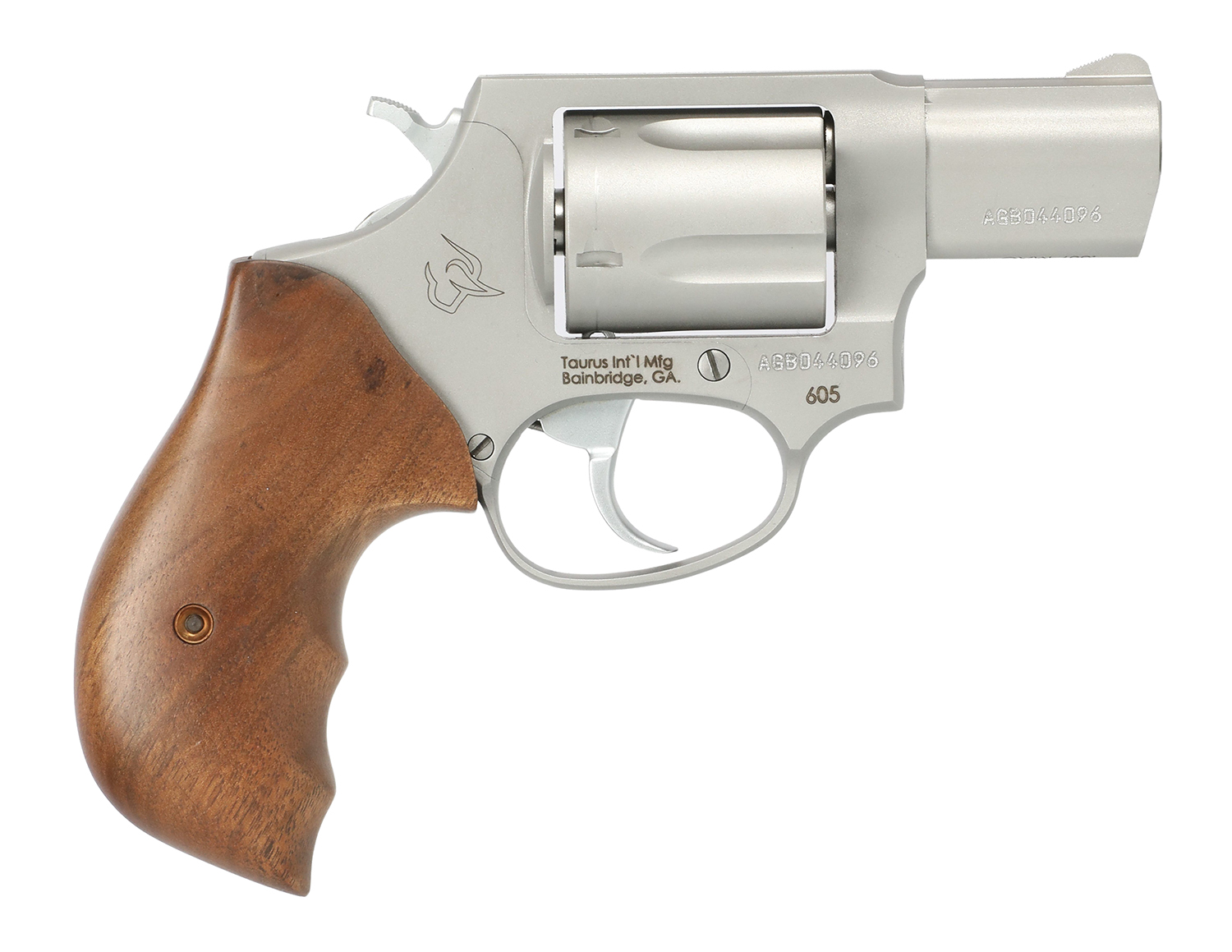 Taurus 2-605029TW 605  Small Frame 357 Mag/38 Special +P 5 Shot 2″ Matte Stainless Steel Barrel, Cylinder & Frame, Walnut Grips, Transfer Bar Safety