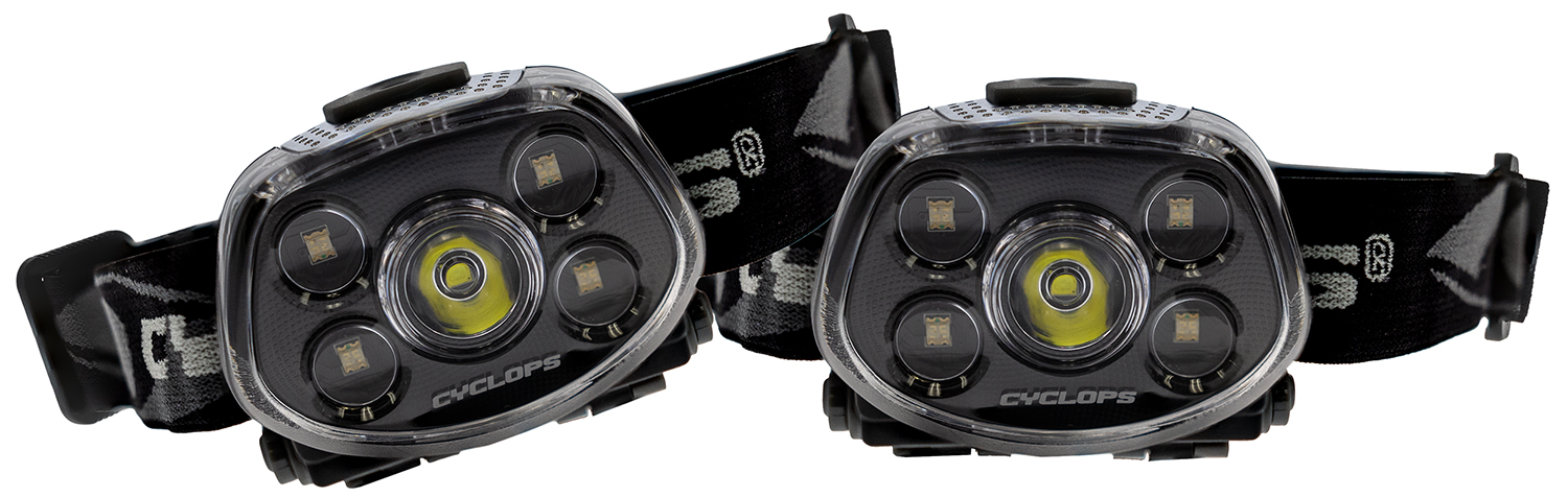 Cyclops CYC-HLFXP-2PK Force XP LED Headlamp  Black 3.2/5.5/15/350 Lumens Red/Green Cree LED
