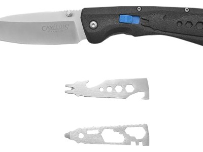 Camillus 19368 Inject  3.25″ Folding Drop Point Silver Carbonitride Titanium D2 Steel Blade, Black Textured Carbon Fiber Handle
