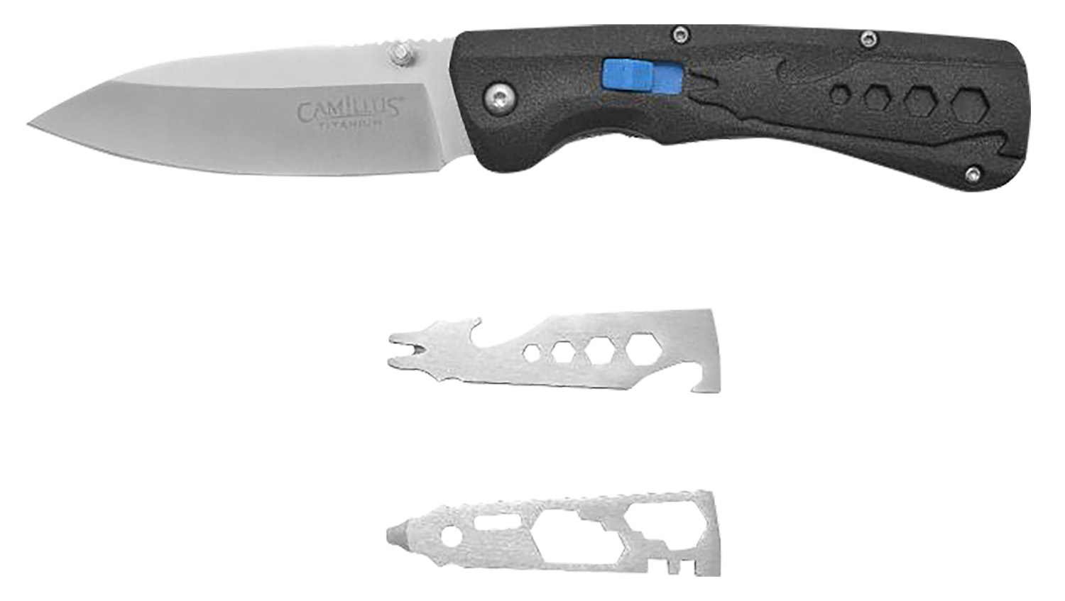 Camillus 19368 Inject  3.25″ Folding Drop Point Silver Carbonitride Titanium D2 Steel Blade, Black Textured Carbon Fiber Handle