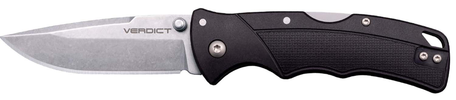 Cold Steel CSFLC3SPSSZ Verdict  EDC 3″ Tanto Plain Folding 4116 Krupp SS Blade, Black Textured GFN Handle