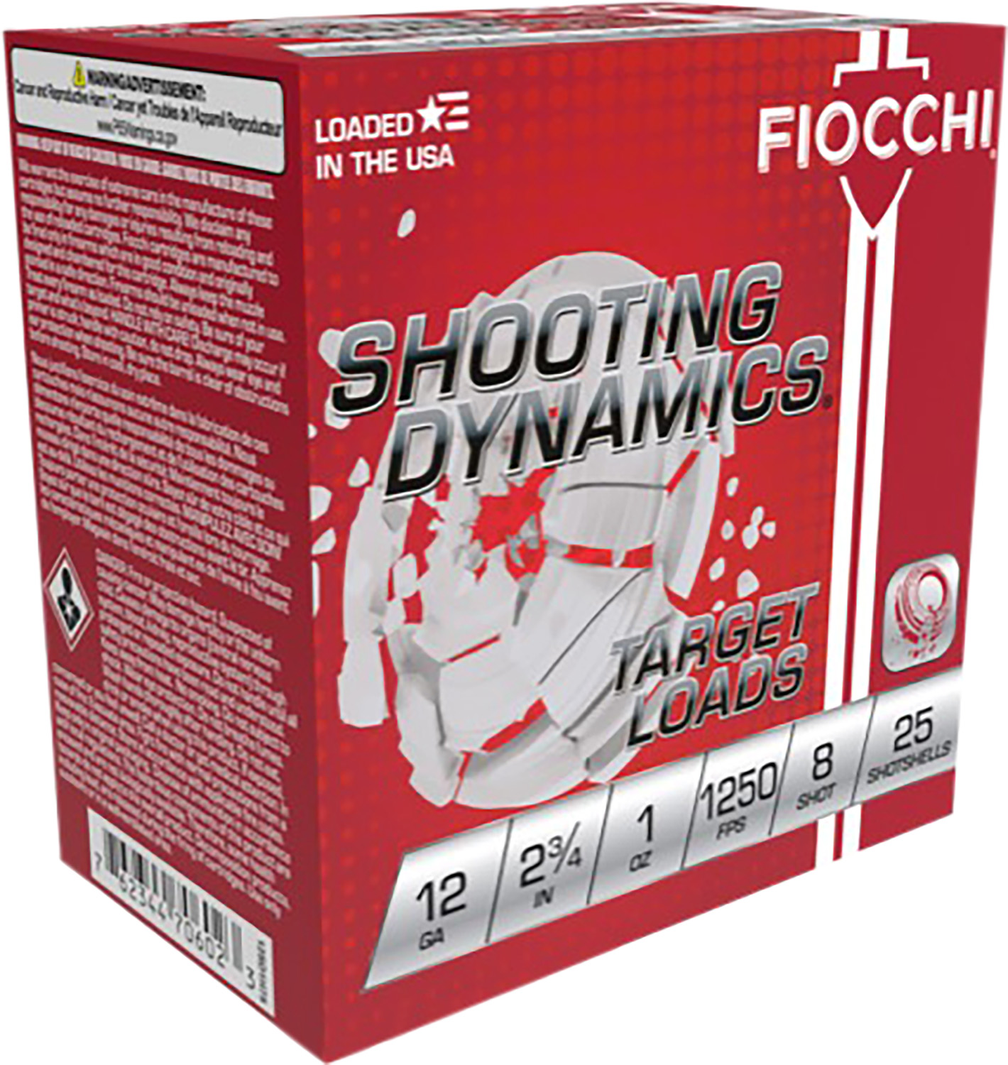 Fiocchi 12SD1X8 Shooting Dynamics  12Gauge 2.75″ 1oz 8Shot 25 Per Box/10 Case
