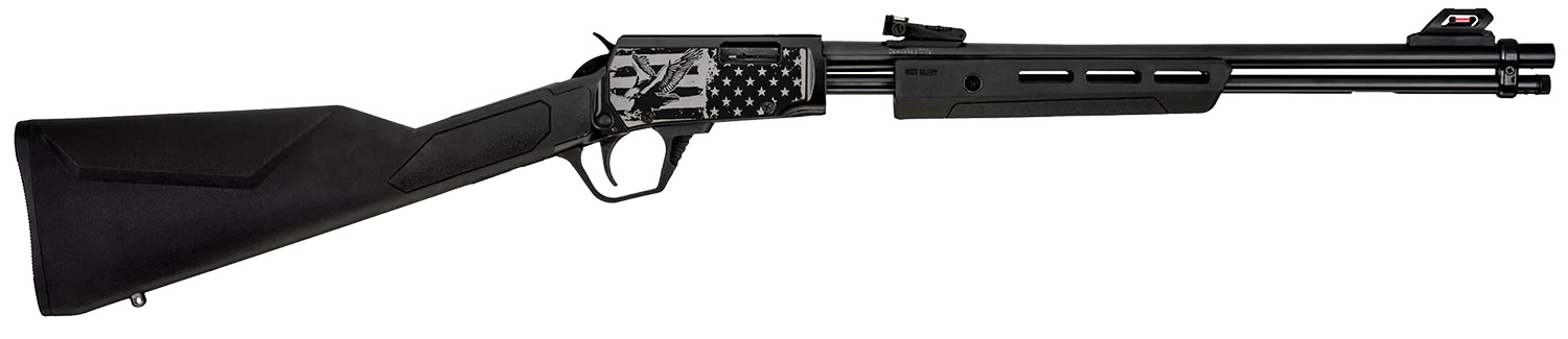 Rossi RP22181SYEN18 RP22  22 LR 15+1 18″ Black Polished Alloy Steel Barrel, Black w/Engraved Eagle & US Flag Aluminum Receiver, Black Synthetic Fixed Stock
