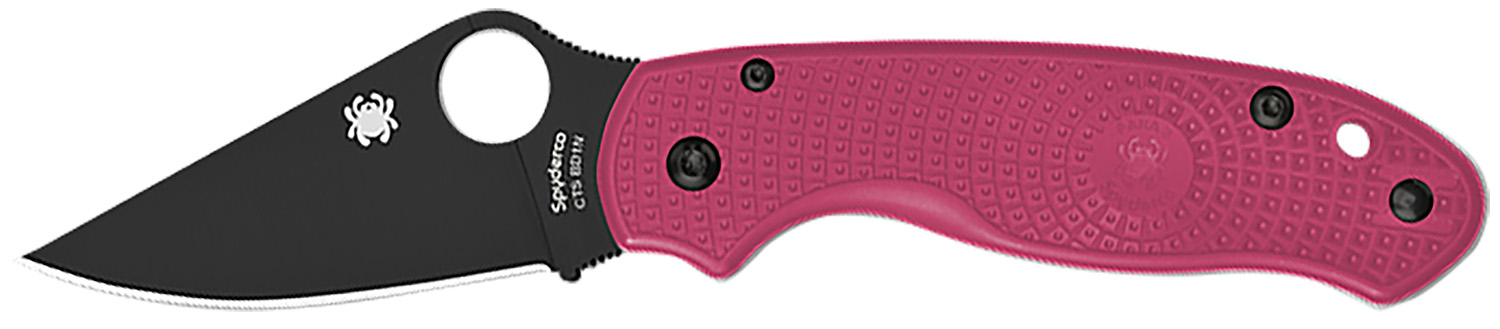 Spyderco C223PPNBK Para 3 Lightweight Breast Cancer EDC 2.93″ Folding Plain Black DLC BD1N SS Blade, Pink Textured FRN Handle
