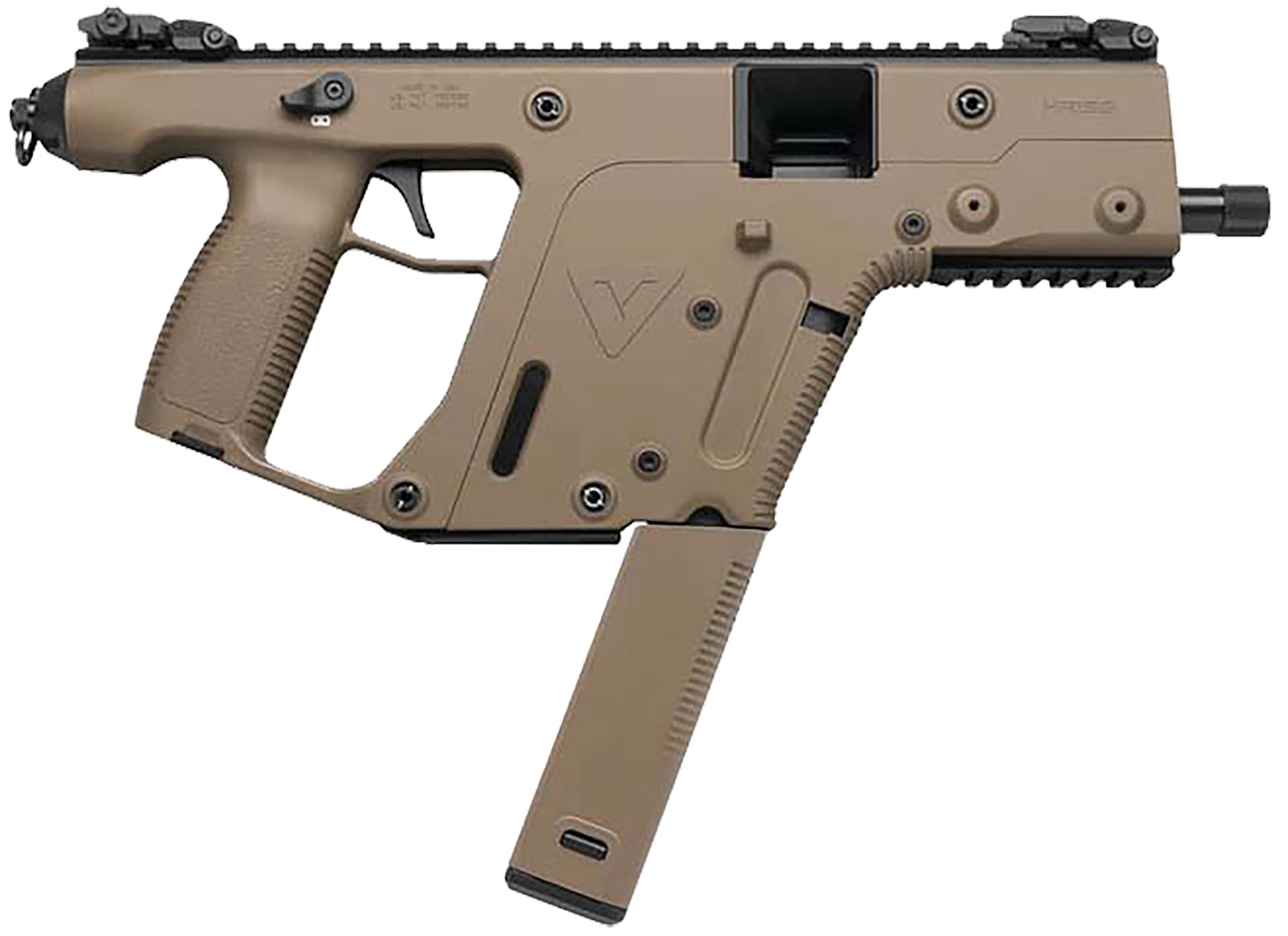 Kriss USA KV10PFD20 Vector SDP Gen2 10mm Auto 33+1 5.50″ Black Nitride Threaded Barrel, Flat Dark Earth Picatinny Rail Receiver, FDE Polymer Grip, Glock Magazine Compatible