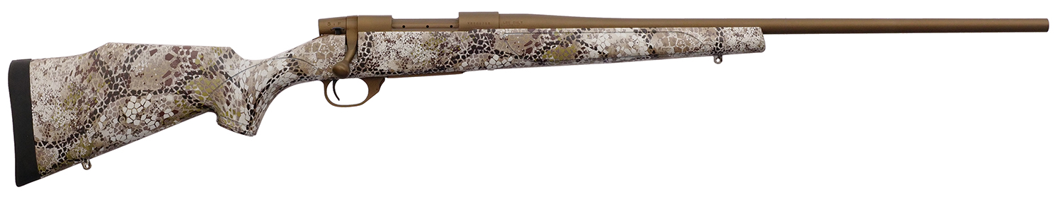 Weatherby VAP65PPR4T Vanguard Badlands 6.5 PRC 3+1 24″  Burnt Bronze Cerakote #2 Threaded Barrel, Drilled & Tapped Steel Receiver, Badlands Approach Camo Monte Carlo w/Raised Comb Synthetic Stock