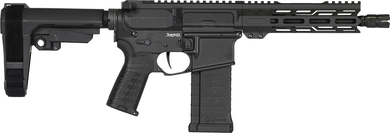 CMMG 54AE10FAB Banshee MK4 5.7x28mm 32+1, Black Nitride Medium Taper Threaded Barrel, EML 11″ M-LOK Handguards, Black Armor Cerakote Aluminum Picatinny Rail Receiver, CMMG Zeroed Grips