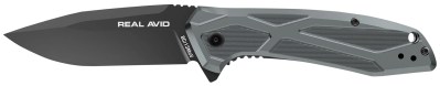Real Avid AVRAV2 RAV-2  3.25″ Folding Drop Point Plain Black Oxide 8Cr13MoV SS Blade, Aluminum Handle, Clamshell Pkg