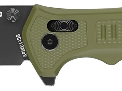 Real Avid AVRAV4 RAV-4  3.25″ Folding Drop Point Plain Black Oxide 8Cr13MoV SS Blade, OD Green Textured GFN Handle, Clamshell Pkg