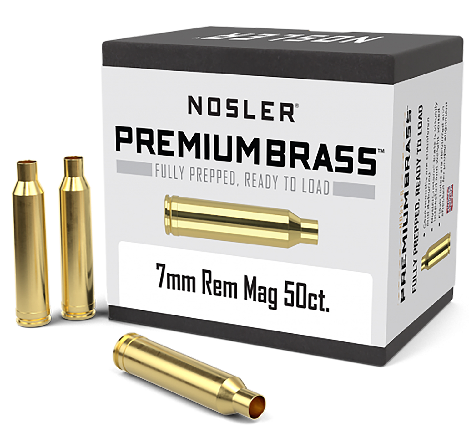 Nosler 10185 Premium Brass Unprimed Cases 7mmRemMag Rifle Brass 50/Box