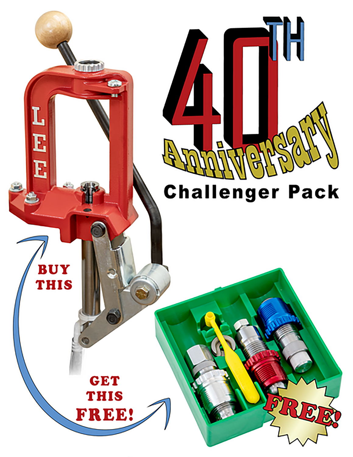 Lee Precision 92135 Challenger Press 40th Anniversary w/Breech Lock 45 ACP Dies