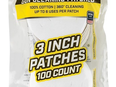 Otis FG919100 All Caliber Cleaning Patches Multi-Caliber 3″ Cotton 100 Per Pkg
