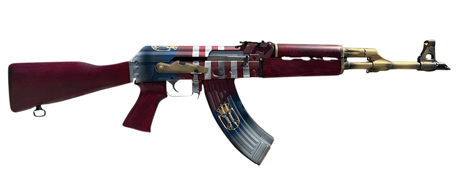 Zastava Arms Usa ZR7762AMS ZPAP M70 Limited Edition 7.62x39mm 30+1 16.30″ 24K Gold Plated Barrel, Red/White/Blue 1.5mm Bulged Trunnion Receiver, Serbian Red Wood Furniture