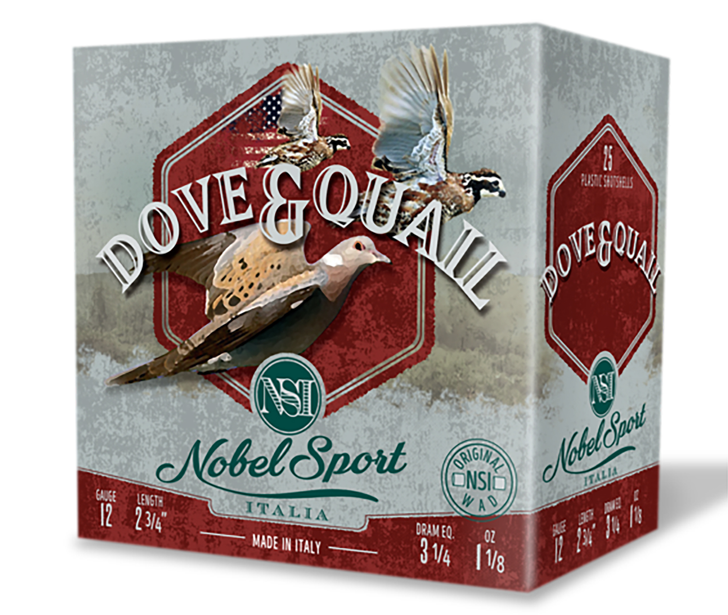 Nobel/eurosports Llc ANSF128 Dove & Quail  12Gauge 2.75″ 1 1/8oz 8Shot 25 Per Box/10 Case