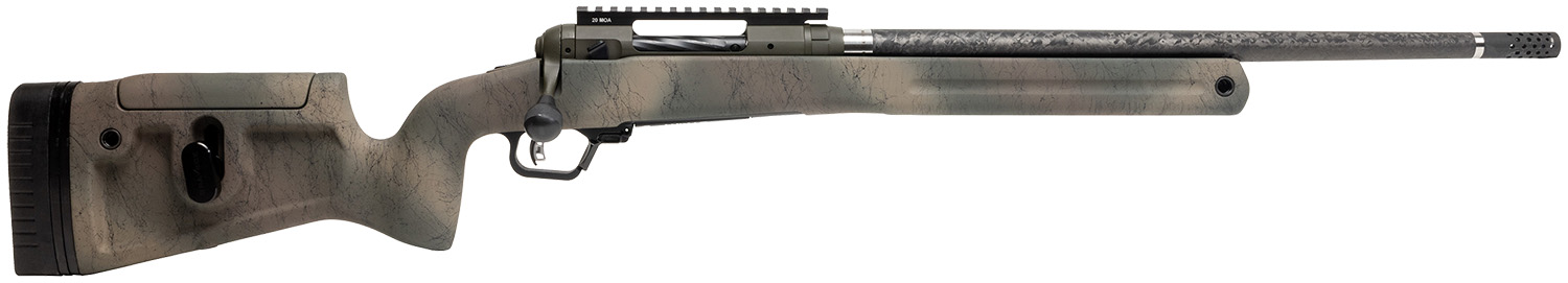 Savage Arms 58158 110 Pro Pursuit 6.5 PRC 3+1 20″ Olive Dark Green Cerakote Earth-Tone Camo/Black Web Right Hand
