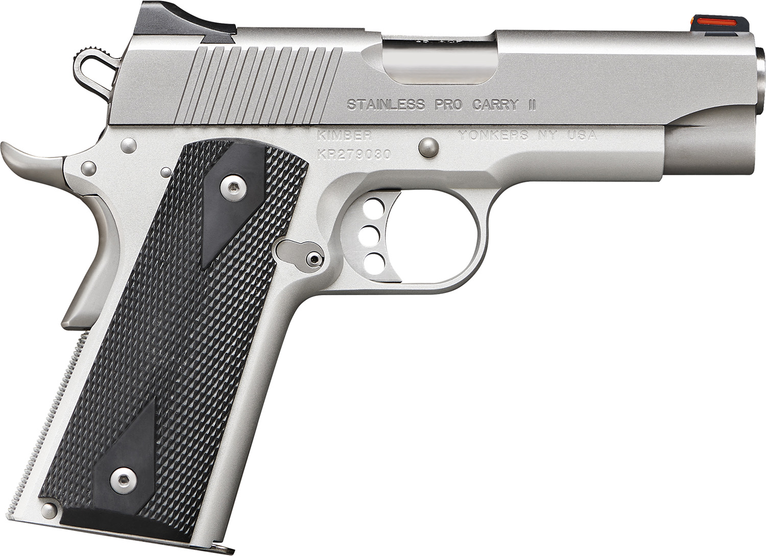 Kimber Mfg.,inc 3200052CA Stainless Pro Carry II (CA) 45 ACP 7+1 4″ Stainless Steel Slide Satin Silver Black Synthetic Double Diamond Checkering Grip