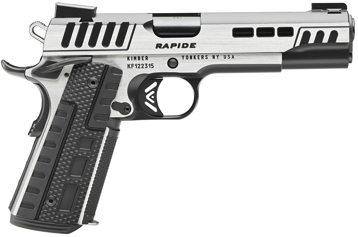 Kimber Mfg.,inc 3000421  Rapide Scorpius 9mm 9+1 5″ Black KimPro II w/ Brush Polished Flats Stainless Steel Slide G10 Grip