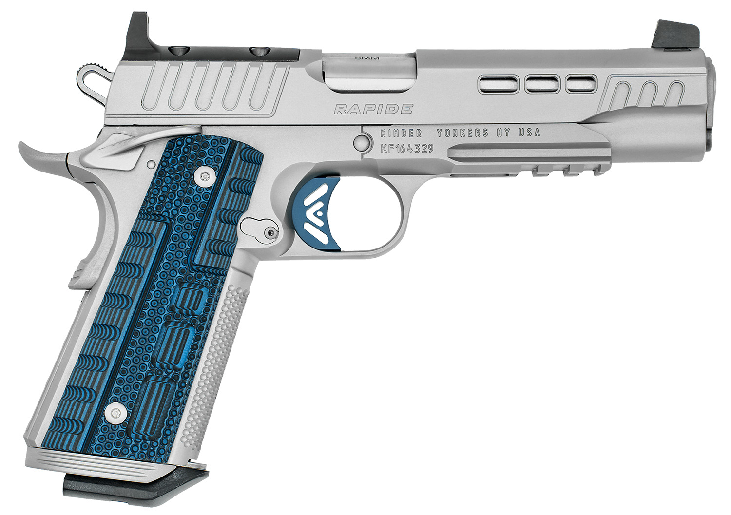 Kimber Mfg.,inc 3000455  Rapide ICE OR 9mm 9+1 5″ Stepped Cocking Serrations Stainless Steel Slide G-10 Grip