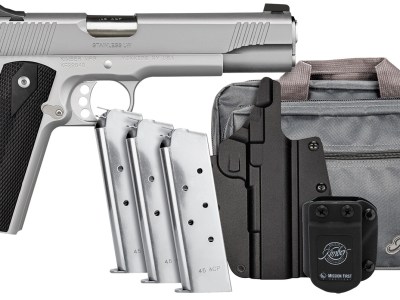 Kimber Mfg, Inc 3700826 Stainless LW Club Bundle Full Size Frame 45 ACP 7+1 5″ Stainless Match Grade Barrel, Serrated Stainless Steel Slide, Stainless Aluminum Frame w/Beavertail, Black Textured Grip