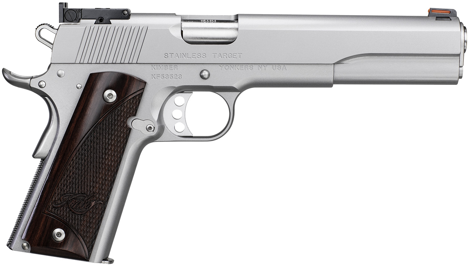 Kimber Mfg.,inc 3000372 Stainless Target LS 10mm 8+1 6″ Ramped Barrel Satin Silver Stainless Steel Slide Rosewood Grip