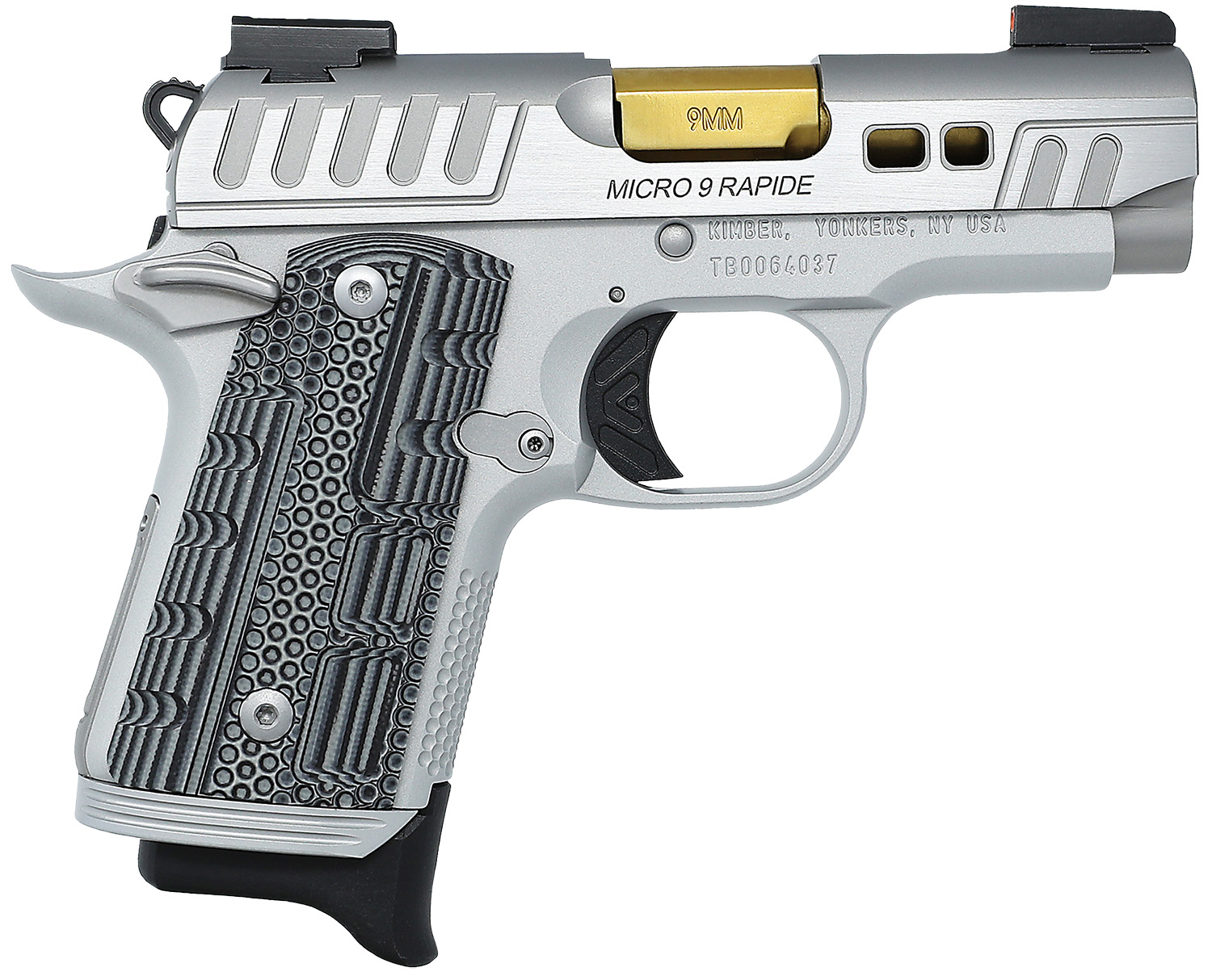 Kimber Mfg.,inc 3300230 Micro 9 Rapide Dawn 9mm 7+1 3.15″ Brushed Stainless/Silver KimPro II Grey/Black G10 Grip