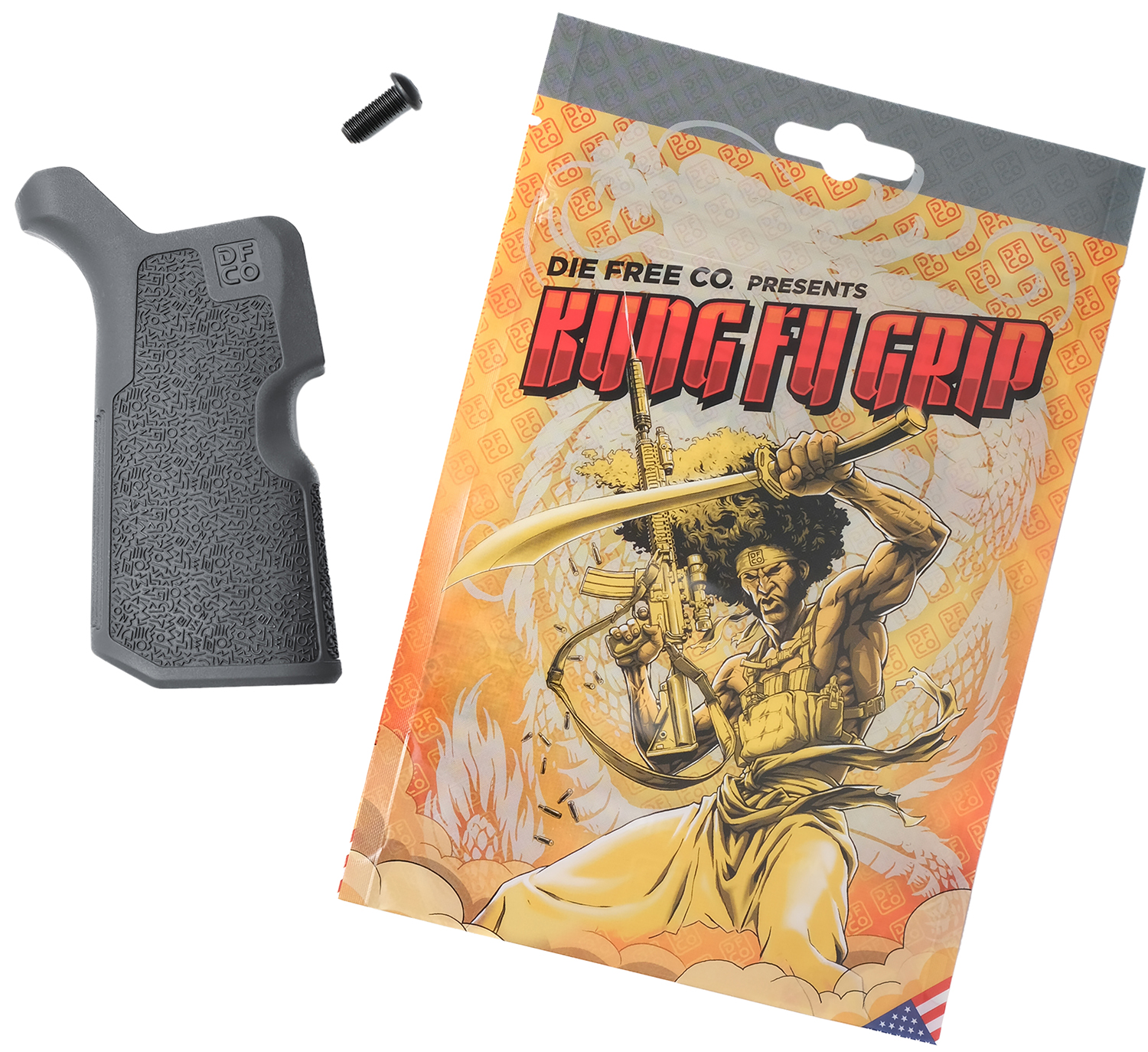 Die Free Co Llc KFGGRY Kung Fu Grip  Gray Nylon Fits AR15/M4/AR10/SR25