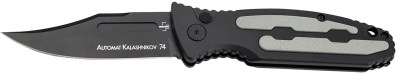 Boker 01KALS136  Kalashnikov 3.35″ Clip Point Plain Black D2 Steel Blade Black/Gray Aluminum Handle