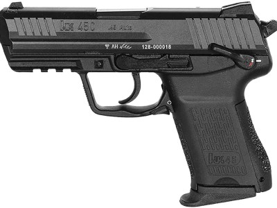 HK 81001111 HK45C V1 Compact Frame 45 ACP 8+1 3.94″ Black Polygonal Rifled Barrel, Black Serrated Steel Slide, Black Polymer Frame w/Picatinny Rail, Black Interchangeable Backstrap Grip, Ambidextrous