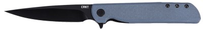 CRKT 3801KN LCK +  3.38″ Folding Plain Black Oxide 14C28N Steel Blade, Gray Textured G10 Handle