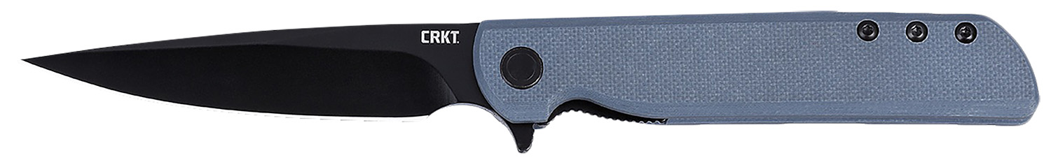CRKT 3801KN LCK +  3.38″ Folding Plain Black Oxide 14C28N Steel Blade, Gray Textured G10 Handle