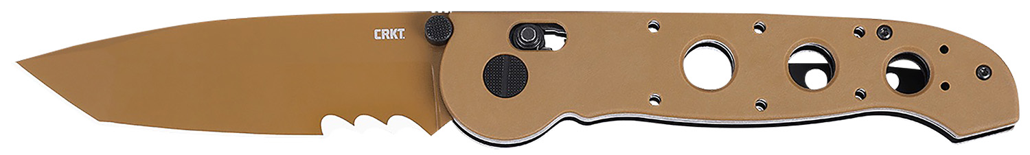CRKT M16-14XD M16 14XD 3.97″ Folding Tanto Part Serrated FDE TiNi 1.4116 SS Blade, FDE G10 Handle