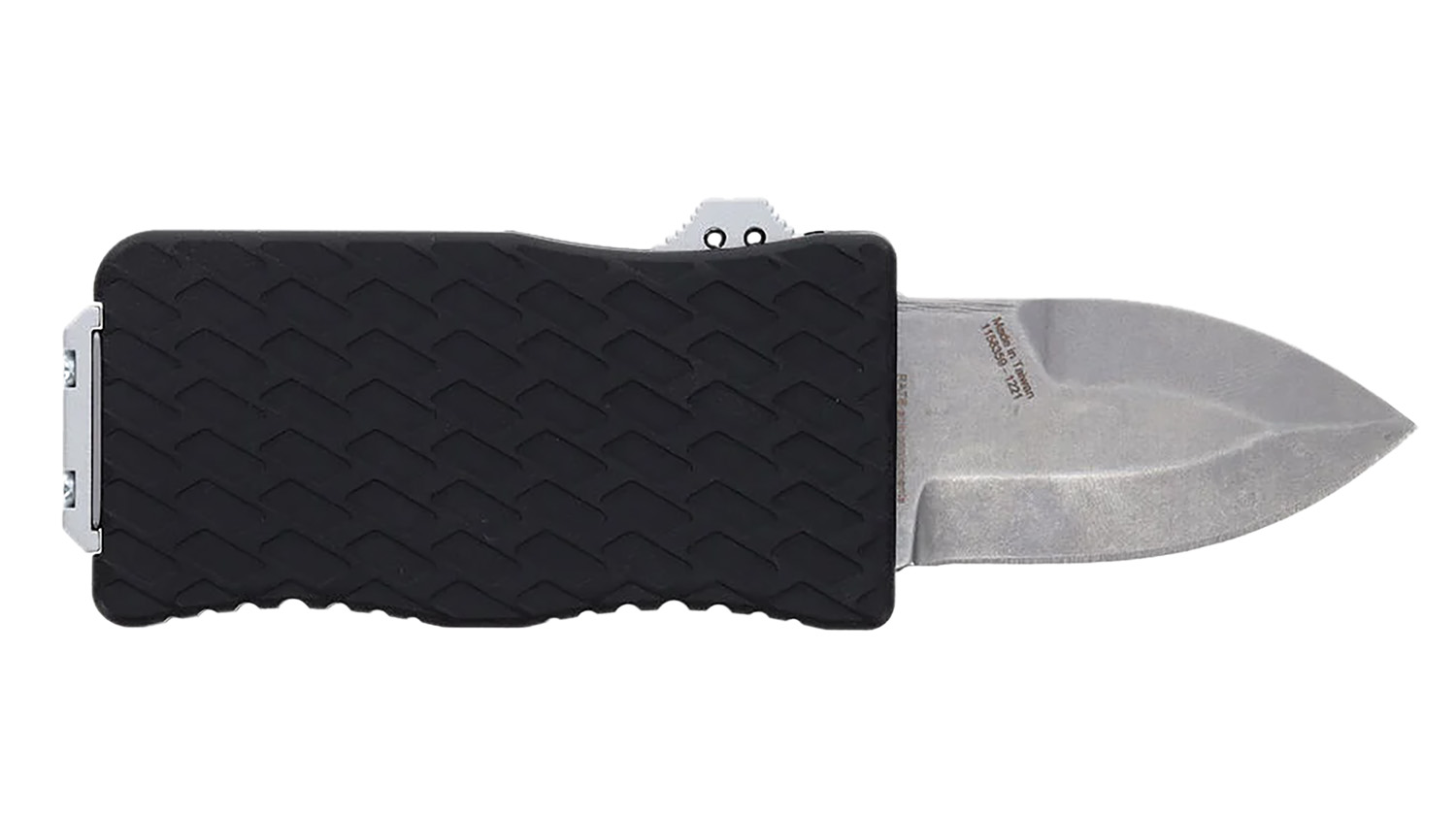 Schrade 1135969 Uproar  Automatic Mini 1.90″ OTF Dagger Plain Satin D2 Steel Blade, Black Textured Aluminum Handle