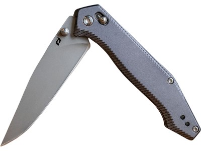 Schrade 1215384   3.40″ Folding Drop Point Plain Stainless Steel Blade, Black Aluminum Handle