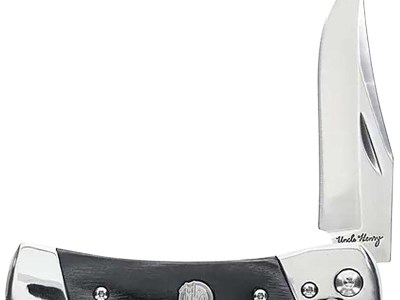 Uncle Henry 1222001 Smokey  2.90″ Folding Plain 7Cr17MoV SS Blade, Black/SS Wood Laminate Handle