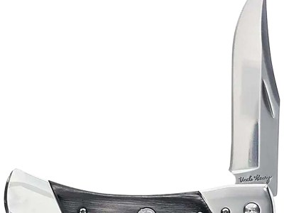 Uncle Henry 1222013 Bear Paw  3.80″ Folding Plain 7Cr17MoV SS Blade, Black/SS Wood Laminate Handle