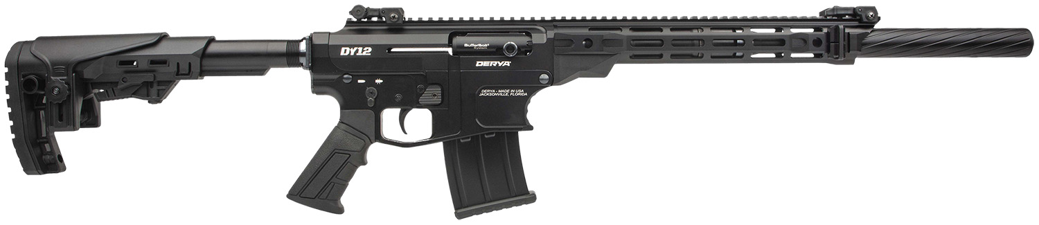 Derya Firearms DY1218US Namlu DY12 12 Gauge Semi-Auto 3″ 5+1 18″ Black Melotine Threaded Barrel, Black Anodized Aluminum Receiver w/Picatinny Rail, Black Adjustable Polymer Stock & Pistol Grip