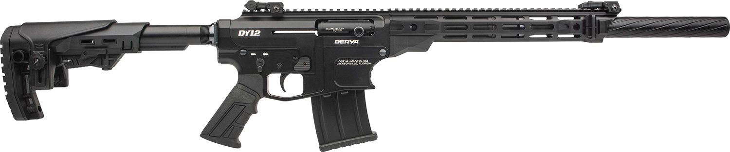 Derya Firearms DY1220US Namlu DY12 12 Gauge Semi-Auto 3″ 5+1 20″ Black Melotine Threaded Barrel, Black Anodized Aluminum Receiver w/Picatinny Rail, Black Adjustable Polymer Stock & Pistol Grip