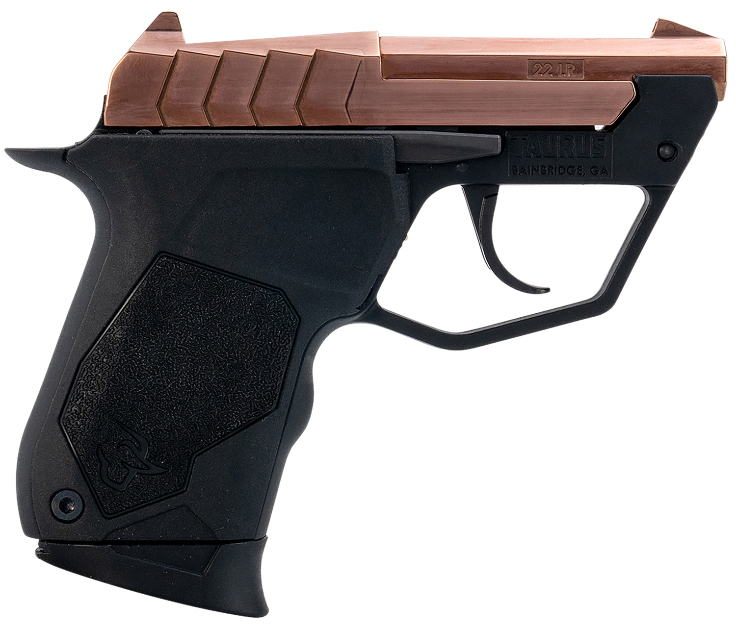 Taurus 1-22TUC13RG 22TUC  Micro-Compact Frame 22 LR 9+1 2.50″ Polished Rose Gold PVD Steel Tip-Up Barrel, Rose Gold PVD Serrated Stainless Steel Slide, Black Polymer Frame, Black Polymer Grip