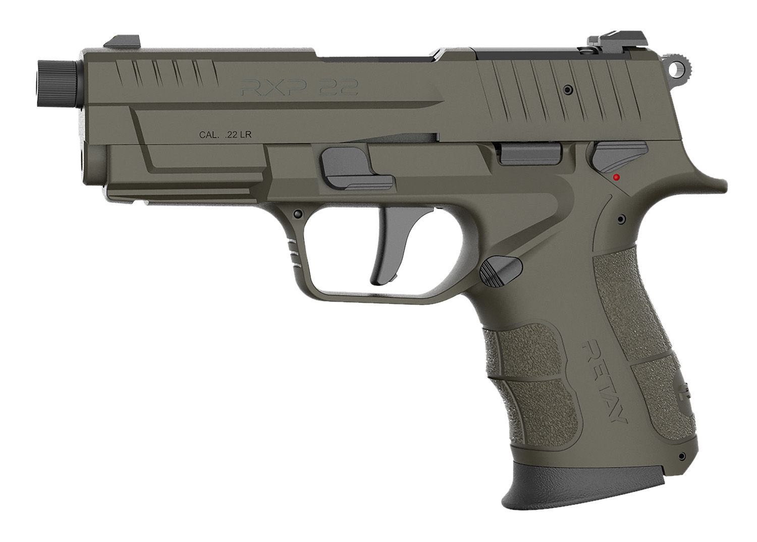 Retay USA RXP22OD13TH RXP  22 LR 13+1 4″ Black Threaded Barrel, OD Green Cerakote RMR/RMSc Optic Ready/Serrated Slide, OD Green Cerakote Polymer Frame w/Accessory Rail, Textured Grip