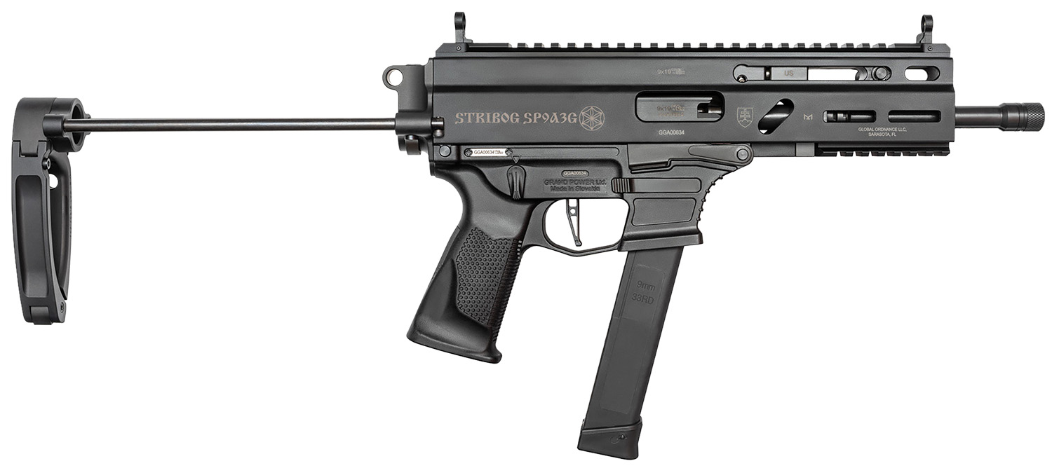 Grand Power 810091152867 Stribog SP9A3G 9mm Luger 8″ Black PDW Tailhook Brace