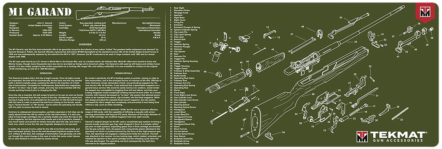 TekMat TEKR36M1GARAND-OD M1 Garand Cleaning Mat OD Green Rubber 12″x36″ M1 Garand Parts Diagram