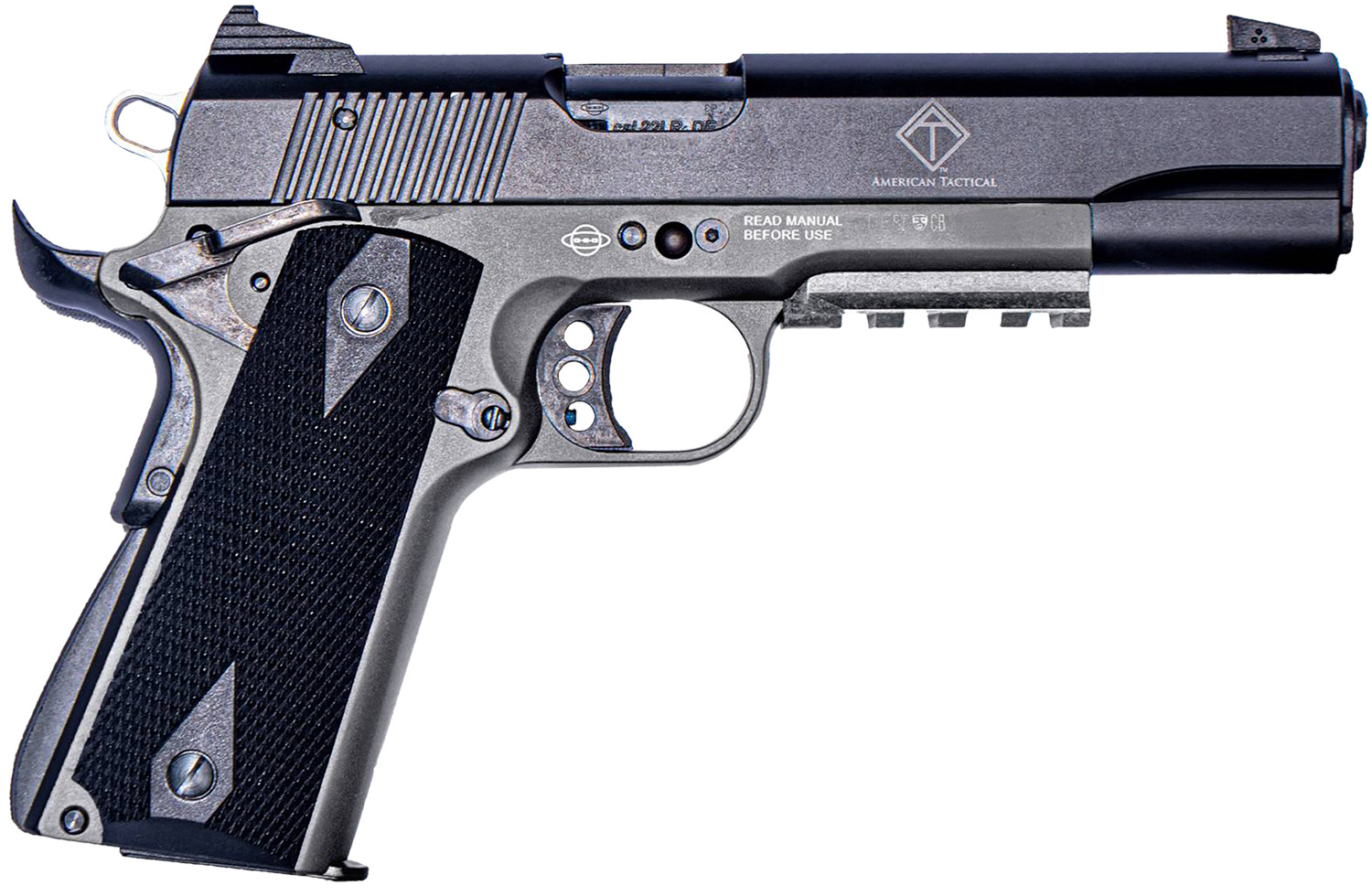 ATI GERG1911ADOPGR GSG 1911  22 LR 10+1 5″ Black Steel Barrel, Black Parkerized Serrated Slide, Gray Polymer Grip