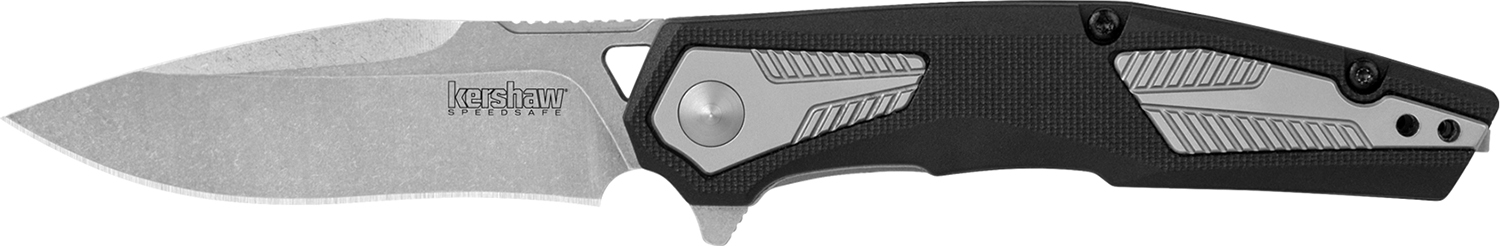 Kershaw 1390 Tremolo  EDC 3.13″ Folding Clip Point Plain Stonewashed 4Cr14 Blade, Black GFN/SS Handle