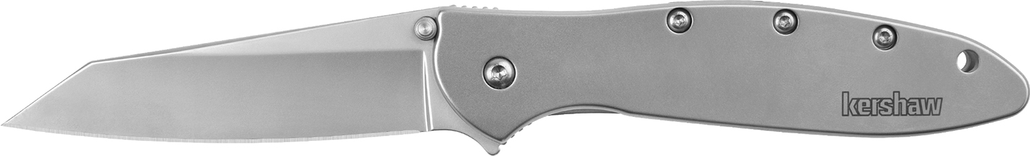 Kershaw 1660R Leek Random EDC 3″ Folding Reverse Tanto Plain Bead Blasted 14C28N Steel Blade, Silver Stainless Steel Handle