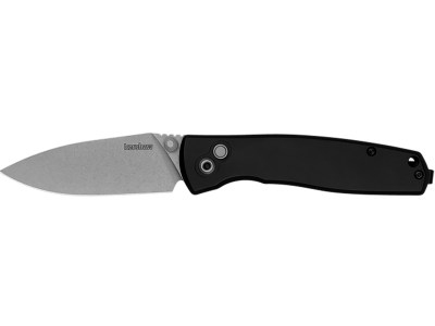 Kershaw 2053 Kindred  3″ Folding Spear Point Plain Stonewashed D2 Steel Blade, Black Anodized Aluminum Handle