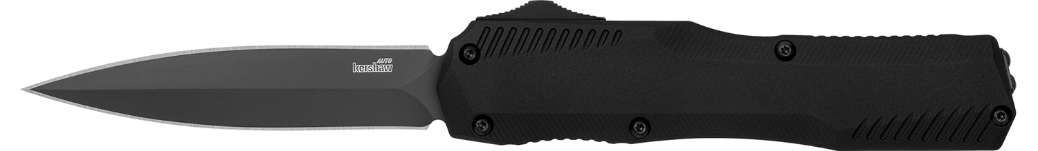 Kershaw 9000DE Livewire  Automatic 3.45″ OTF Spear Point Plain Black PVD CPM MagnaCut Steel Blade, Black Anodized Aluminum Handle