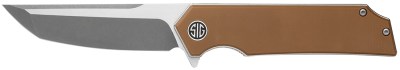 Sig Sauer Knives TS8SBRN Tsuru  3.30″ Folding Tanto Plain Satin 154CM SS Blade, 4.20″ Coyote Brown G10 Handle