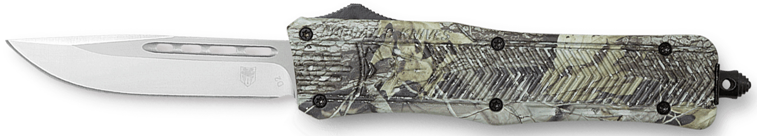 CobraTec Knives MWDCTK1MDNS CTK-1 American Flag Medium 3″ OTF Drop Point Plain D2 Steel Blade, 5″ Woodland Camo Aluminum Alloy Handle