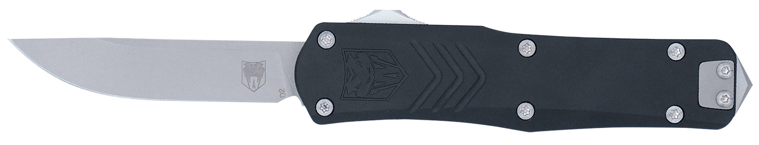 CobraTec Knives SBLKFSXGEN3DNS FS-X Gen III Small 2.75″ OTF Drop Point Plain Stonewashed D2 Steel Blade, 3.88″ Aluminum Handle